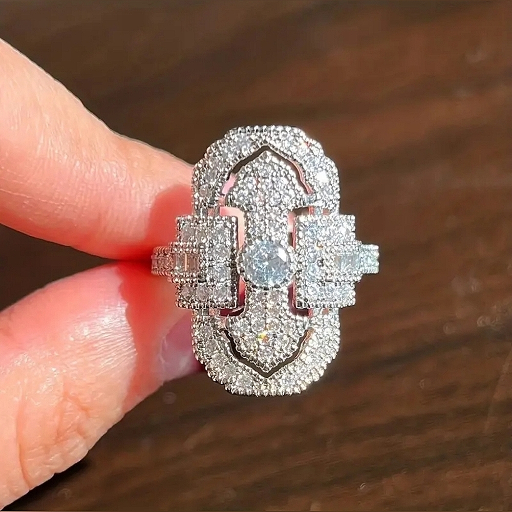 Art Deco CZs Statement Ring